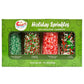 Holiday Sprinkles Set 4 Count 19.3 Oz Different Types in Jar, Cake- Cookies Sprinkles For Christmas-Party, Kosher,Green&White Su
