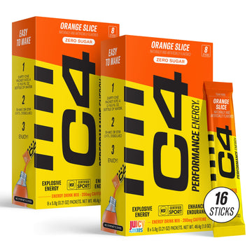 C4 Performance Energy  Orange Slice Drink Mix  200mg Caffeine  Zero Sugar  NSF (2 Boxes  16 Sticks)