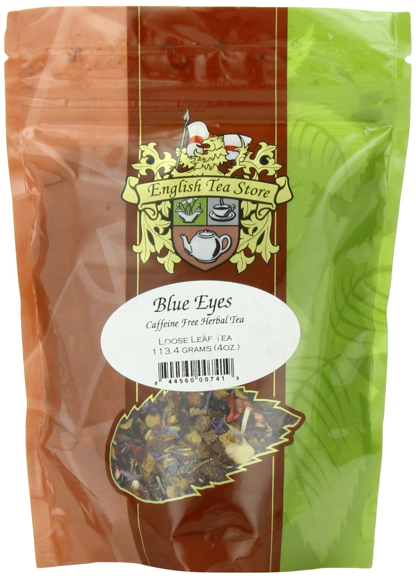 English Tea Store Herbal Tea Pouches - Loose Leaf Fruit Blend with Caramel Cornflower Petals - 4oz - Caffeine Free