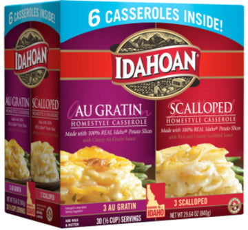 Idahoan Au Gratin and Scalloped Homestyle Casserole Potatoes, Made with Gluten-Free 100-Percent Real Idaho Potatoes, Combo Pack 