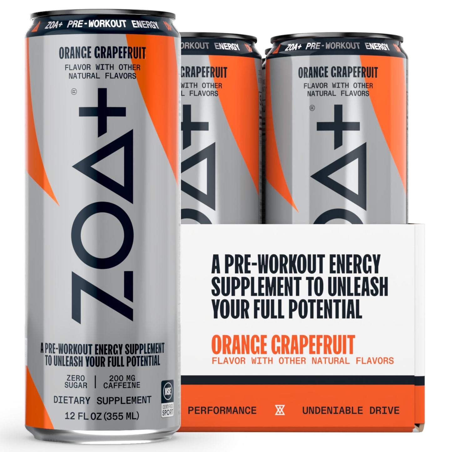 ZOA Pre-Workout Drink - Mandarin Orange Grapefruit, Zero Sugar, Electrolytes, Natural Caffeine, 12 Fl Oz (Pack of 12)