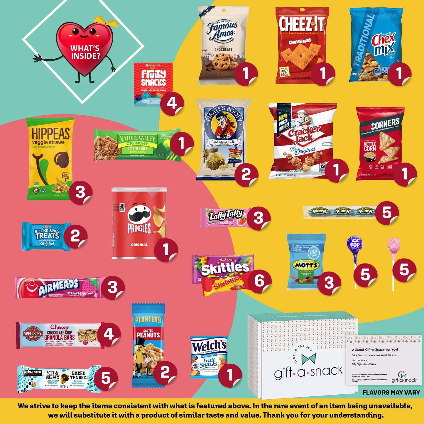 Gift A Snack - Halloween Trick Or Treats Snack Box Variety Pack Care Package + Greeting Card (60 Count) Birthday Sweet Treats Gi