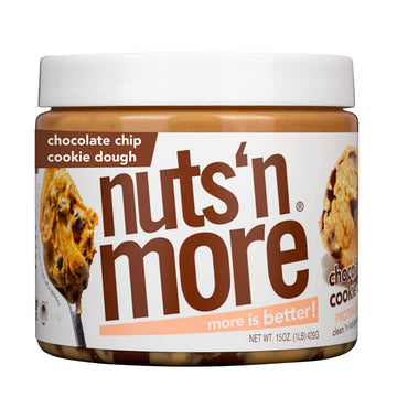 Nuts N More Chocolate Chip Cookie Dough Peanut Butter Spread, Added Protein All Natural Snack, Low Carb, Low Sugar, Gluten Free,