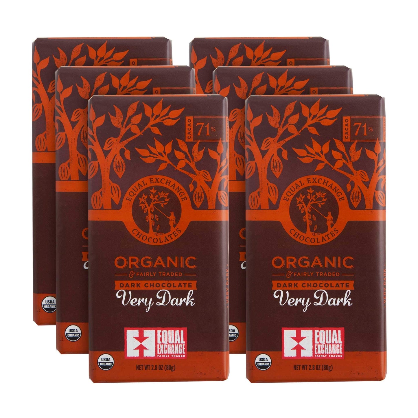 Equal Exchange Organic Very Dark Chocolate  2.8 Ounce  Pack Of 6
