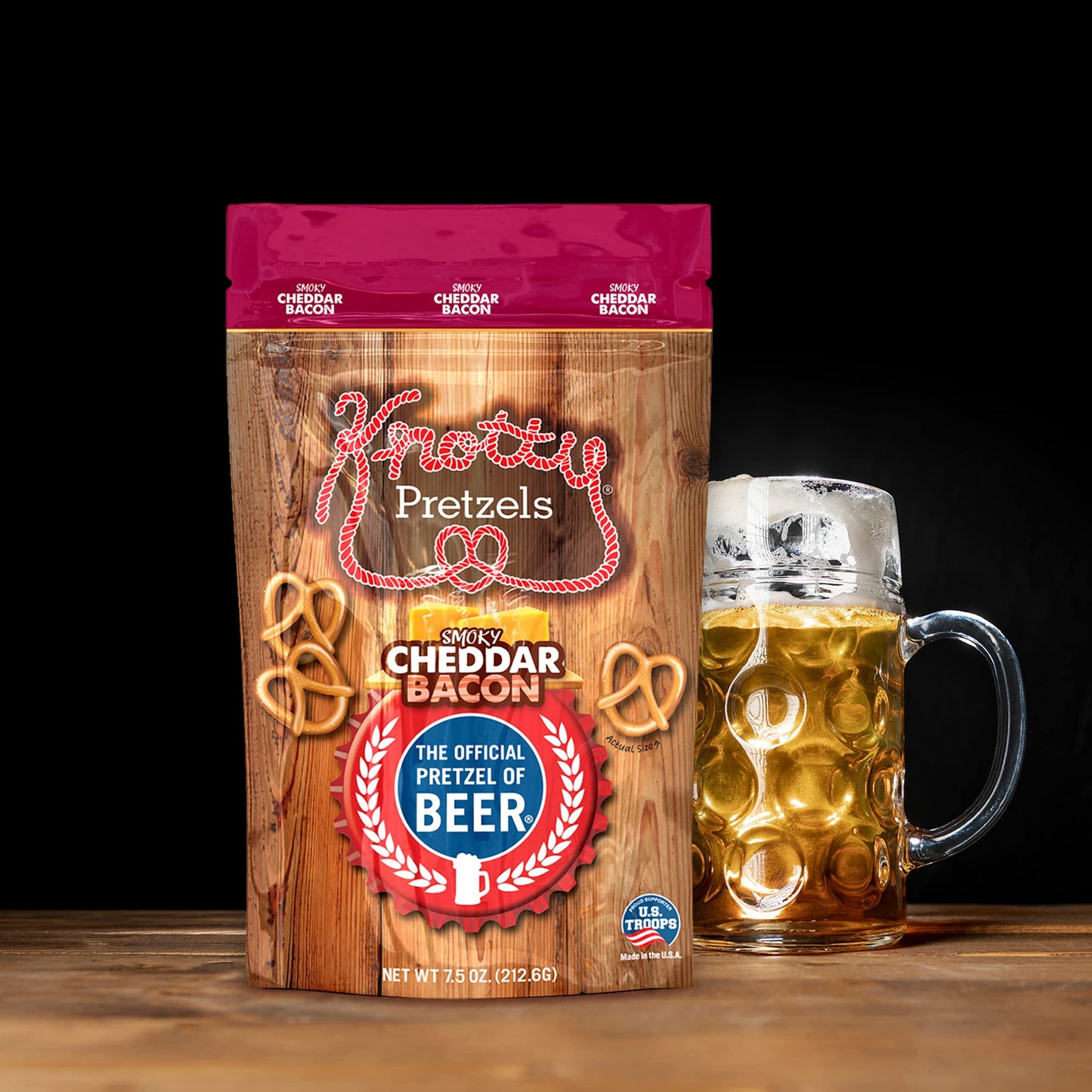 Knotty Pretzels Smoky Cheddar Bacon Pretzels, 7.5 oz, Pack of 1