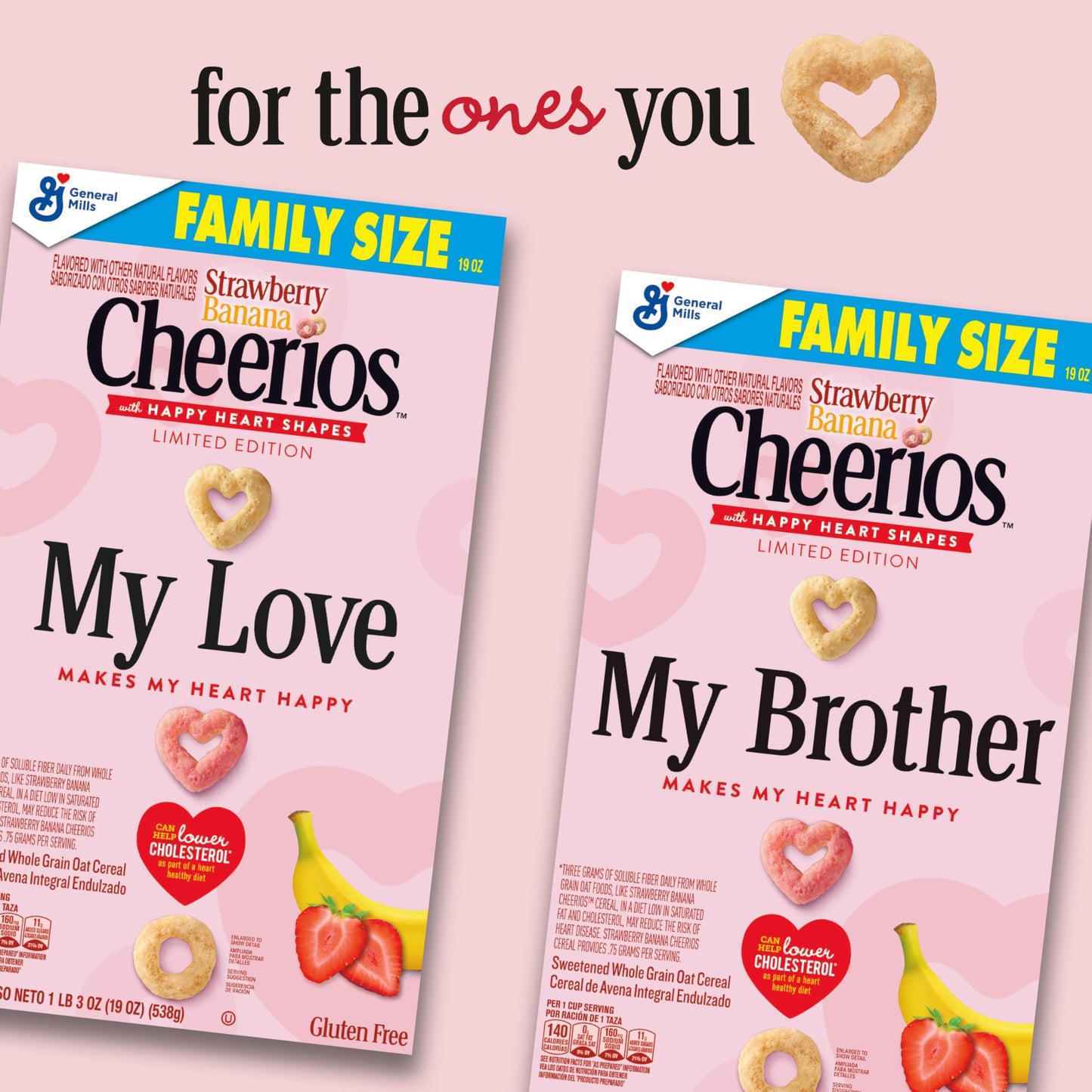 Strawberry Banana Cheerios Cereal  Limited Edition Happy Heart Shapes  Heart Healthy Cereal With Whole Grain Oats  Family Size  19 oz