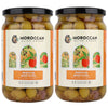 Moroccan Olive Grove Mixed Olives - Premium Hand-Picked Purple & Green Olives with Sweet Peppers, 2-Pack, 745g per Jar