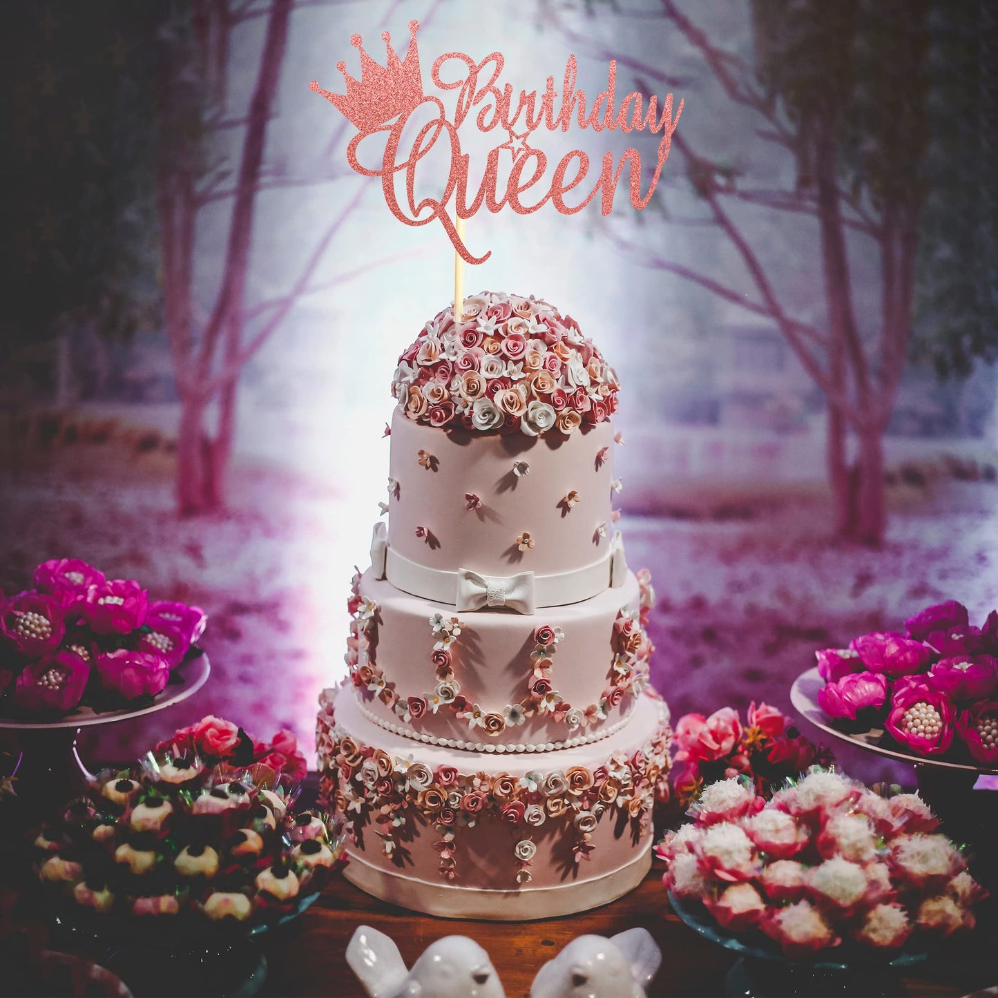 Arthsdite Queen Birthday Cake Topper Happy Birthday Cake Bunting Decor, Birthday Cake Picks Party Decoration Supplies For Lady G