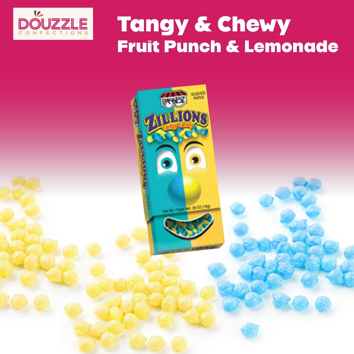 DOUzzle Back To School Zillions Tangy Candy, Sour Fruit Punch (10 Count, 1 Pack) Individually Wrapped, Party Favor, Goodie Bag &