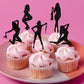 Ercadio 25 Pack Hot Woman Dancers Cupcake Toppers Black Glitter Dancers Cupcake Picks Music Dancer Theme Cupcake Picks Music The