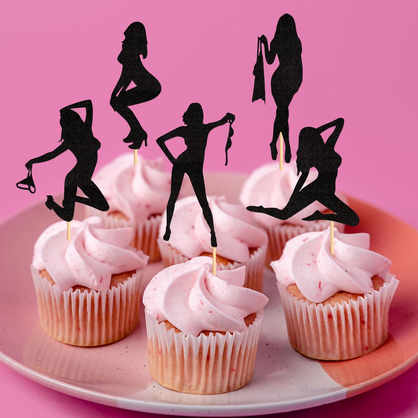 Ercadio 25 Pack Hot Woman Dancers Cupcake Toppers Black Glitter Dancers Cupcake Picks Music Dancer Theme Cupcake Picks Music The