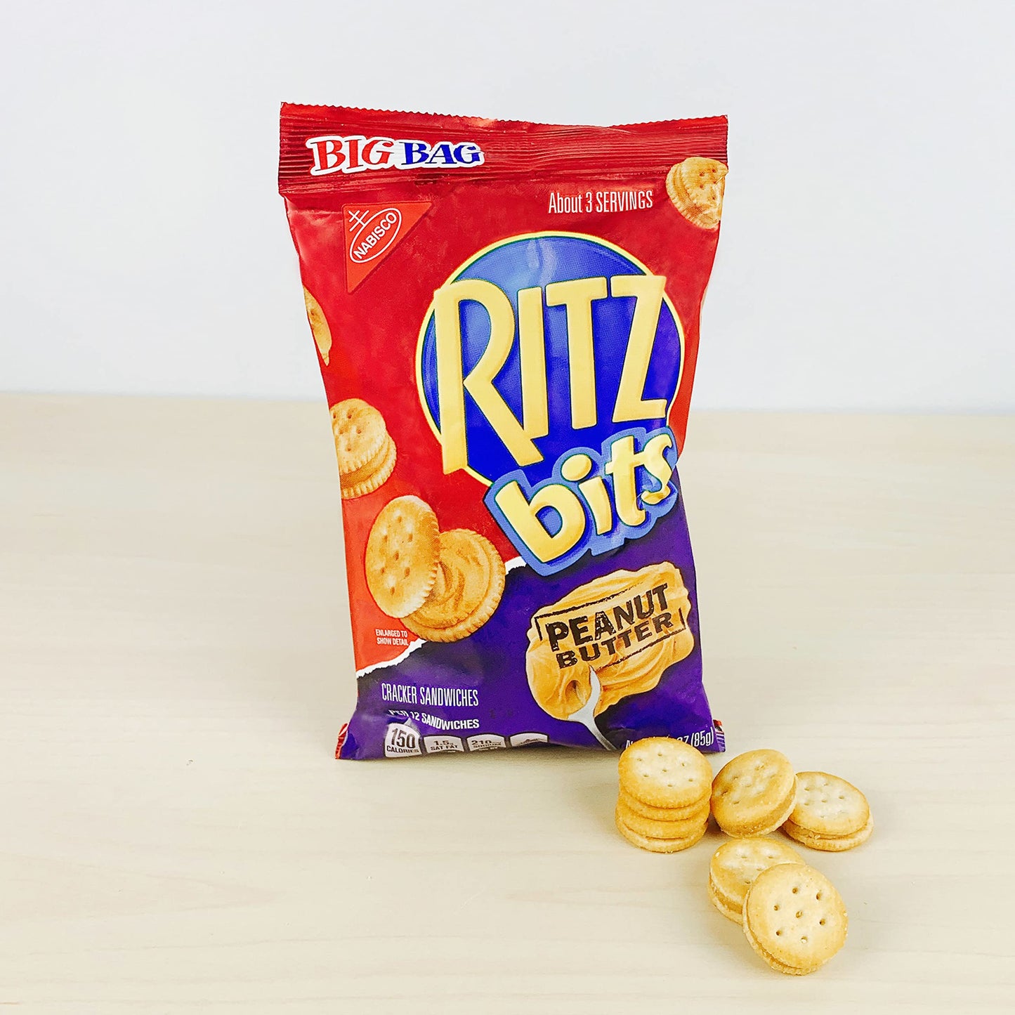 Ritz Bits Peanut Butter Cracker Sandwiches, Big Bag, 3 Ounce (Pack Of 12)