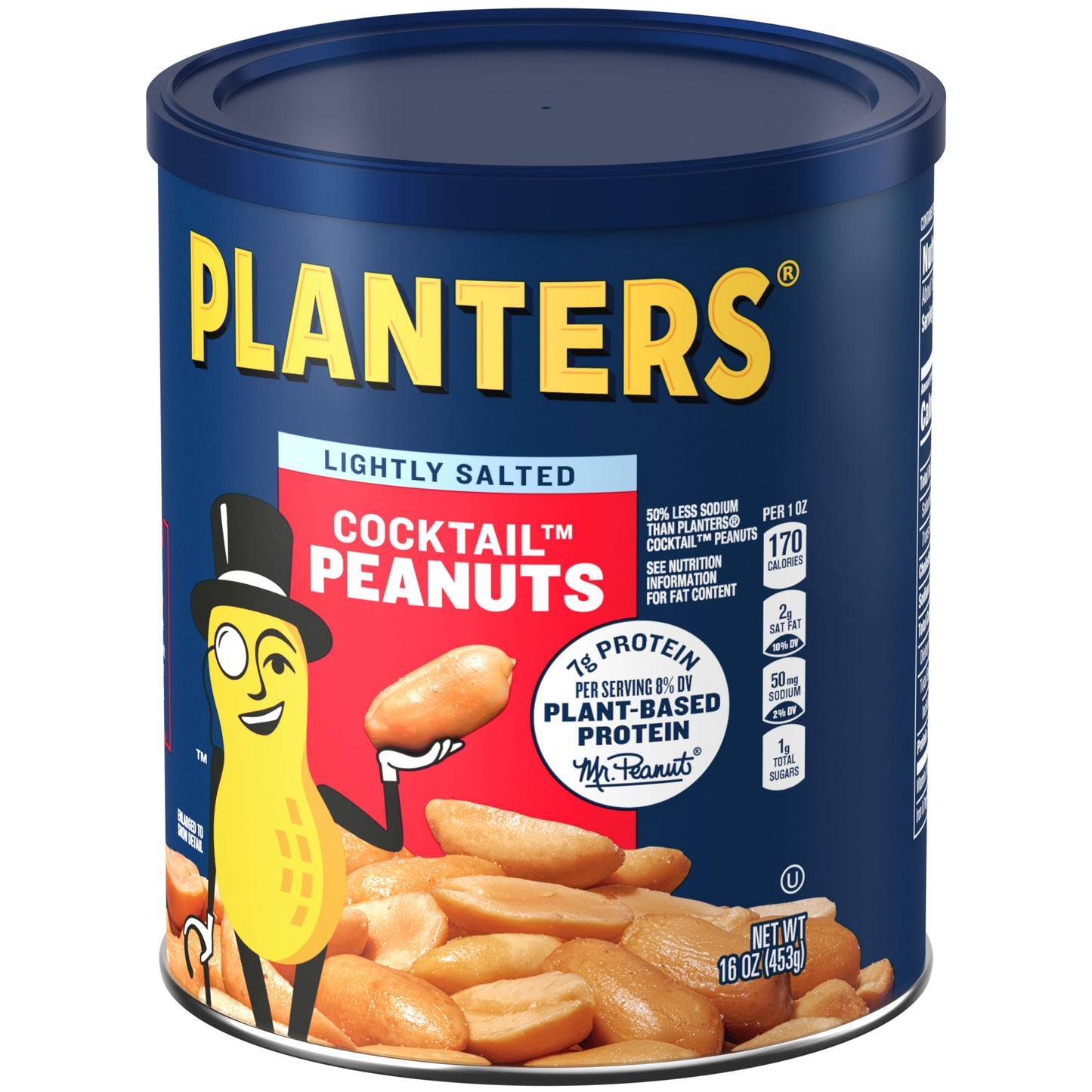 PLANTERS Dry Roasted Peanuts, Plant-Based Protein, Lightly Salted, 16 Oz Jar