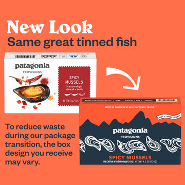 Patagonia Provisions Spicy Mussels in Extra Virgin Olive Oil | 18g Protein | Gluten Free | 4.2 Ounce (Pack of 10)
