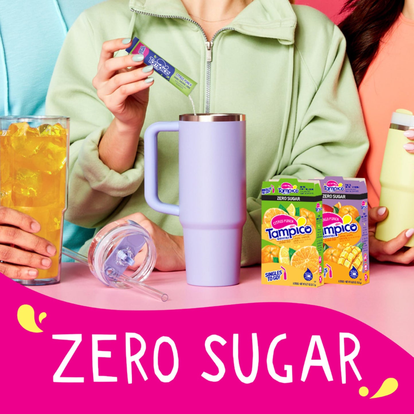 Tampico Singles To Go Drink Mix Packets,Citrus Punch, Zero Sugar, Low Calorie, 100% Dv Of Vitamin C Per Serving, Convenient, On-