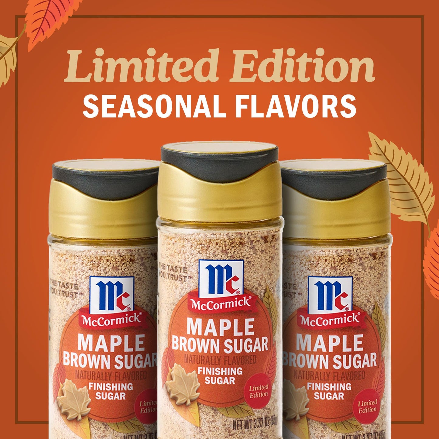 McCormick Finishing Sugar  Maple Brown Sugar  Limited Edition  Classic Flavor Pairing of Maple with Rich Brown Sugar  For Coffee  Cookies & More  3.09 oz
