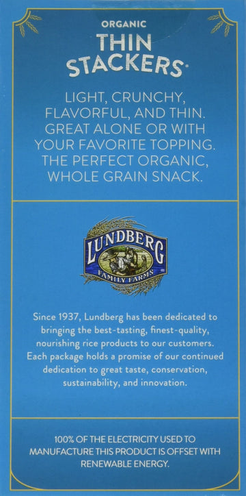 Lundberg Family Farms Organic Thin Stackers Grain Cakes, Brown Rice Lightly Salted, 5.9 Ounce (Pack Of 12)