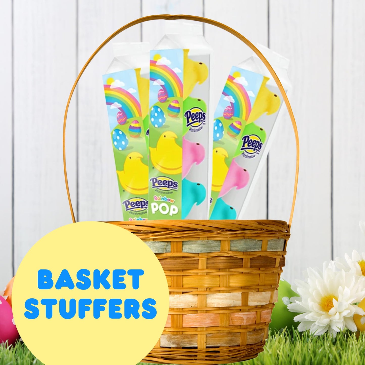 Rainbow Marshmallow Easter Peeps Candy Chicks On A Stick Lollipop, Pack Of 3