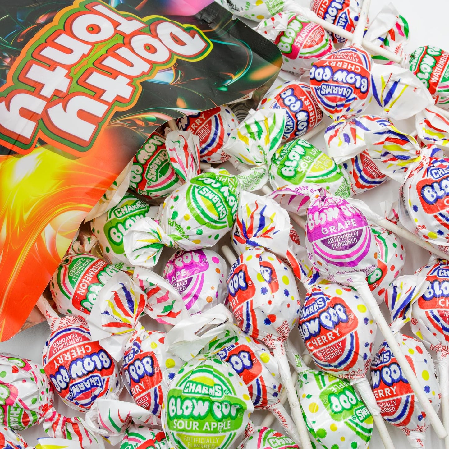Charms Blow Pops Lollipops 1 Lb - Bulk Candies, Individually Wrapped (23 Pieces), Assorted Fruit Flavors, Hard Candy Shell & Che