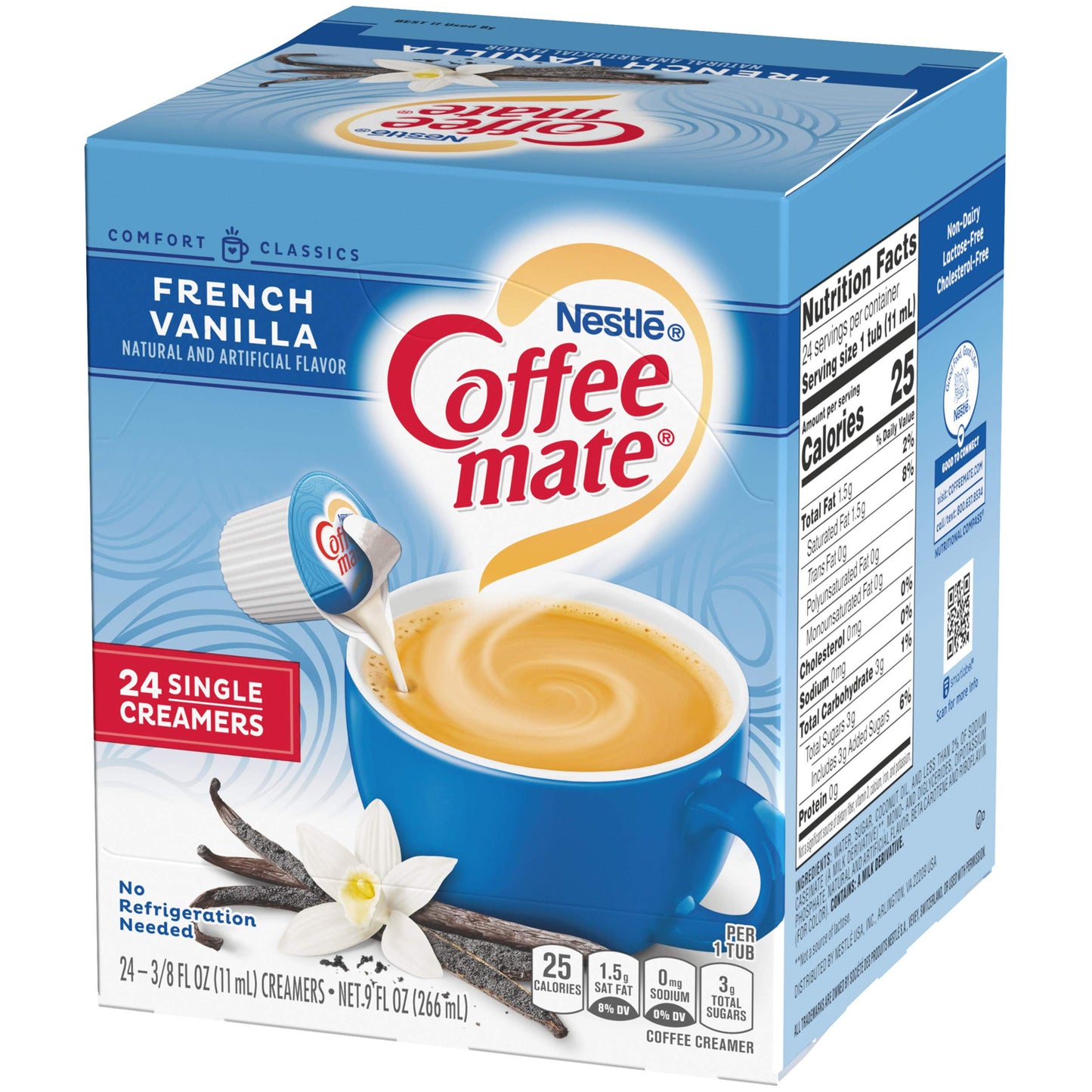 Coffee-Mate Coffee Creamer Liquid Singles, French Vanilla, 24 Count (Pack Of 4)