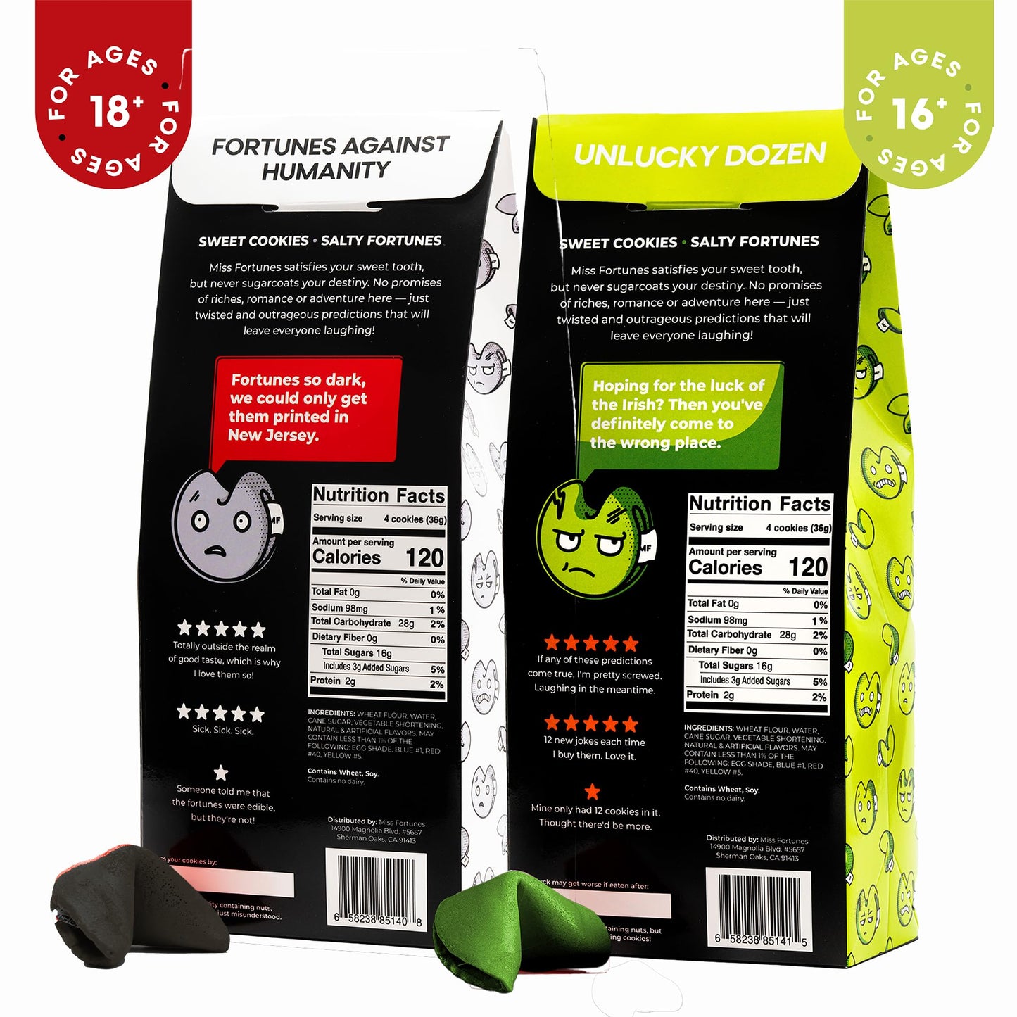 MISS FORTUNES Funny Fortune Cookies, Multi-Pack of 2 Dozen, 12 Count, Humanity + Unlucky