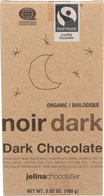Jelina Chocolatier Organic Dark Chocolate  - Case of 8 - 3.52 OZ (8x3.52 OZ)