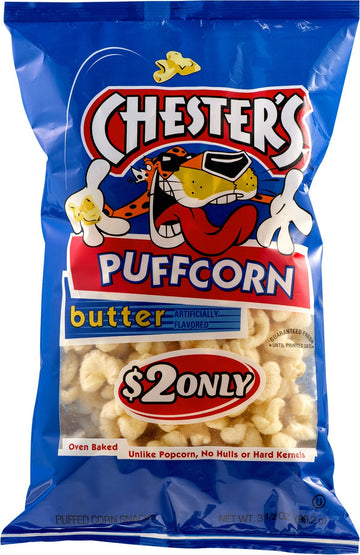 Chesters Butter Flavored Puffcorn Snacks, 3.5oz Bags (Pack of 12)