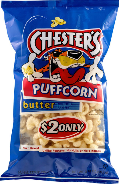 Chesters Butter Flavored Puffcorn Snacks, 3.5oz Bags (Pack of 12)