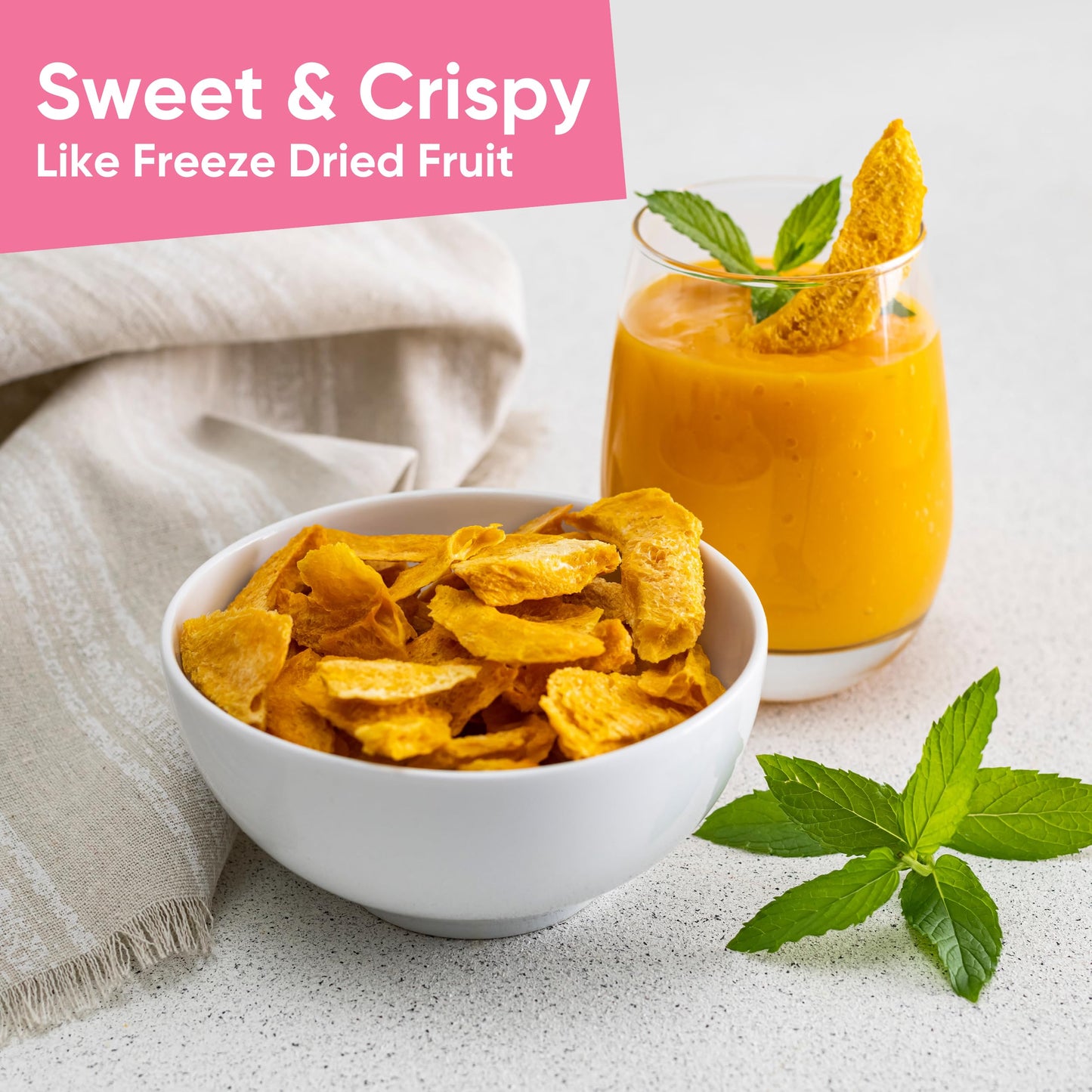 Yammy Dried Mango Chips Like Freeze Dried Fruit, No Sugar Added Crispy Dry Slices Of Mangoes, Unsweetened Dehydrated 1 Ingredien