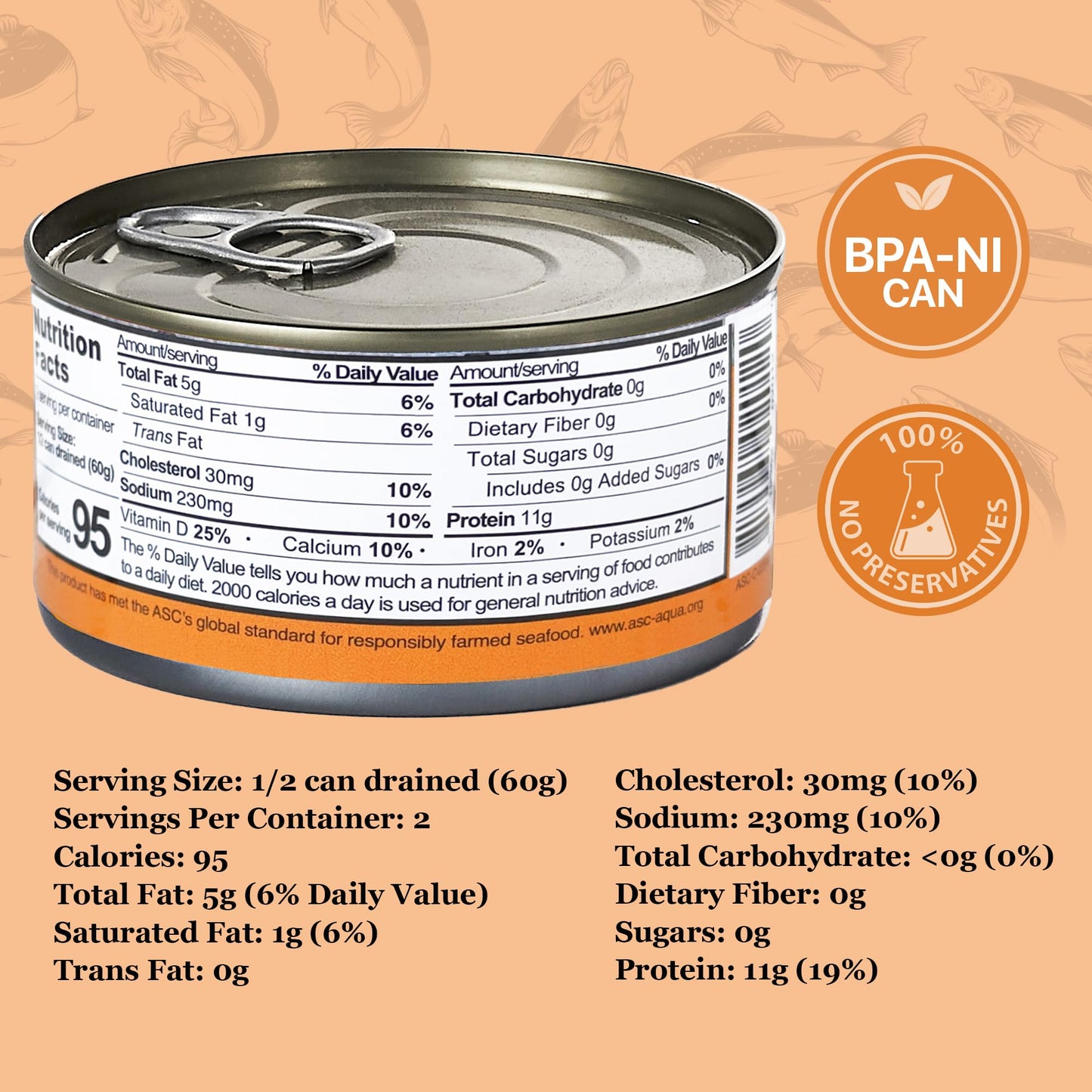 Coles Patagonian Smoked Salmon, Applewood Flavor, Boneless & Skinless, 6 oz Each, Pack of 3