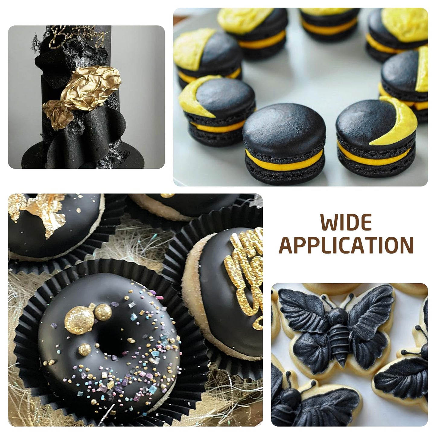 Limino Edible Glitter Paint - Food Grade Metallic Cake Paint, 2 fl.oz, Black, Perfect for Decorating Cakes, Cupcakes, and Fondant