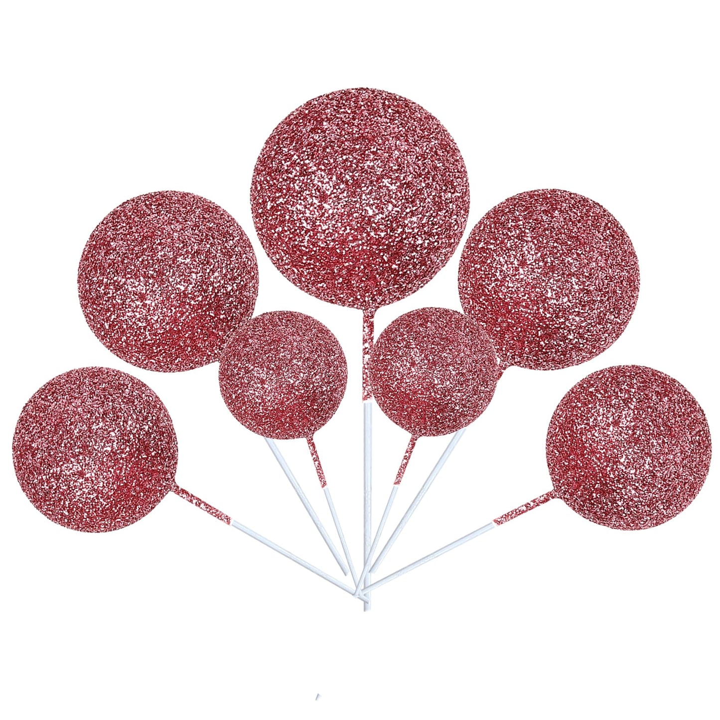 24 Pcs Glitter Balls Cupcake Toppers Foam Ball Cake Picks Mini Balloon Diy Cake Insert Topper Decoration For Baby Shower Wedding