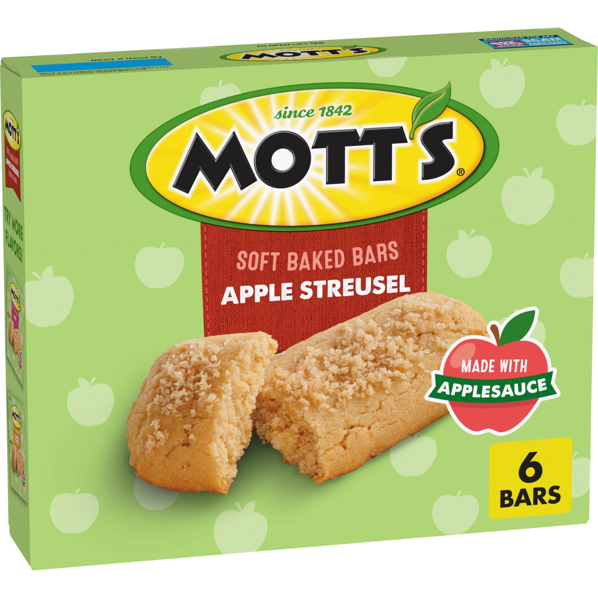Mott'S Soft Baked Bars, Apple Streusel, Made With Applesauce, 6 Count, 5.76 Oz