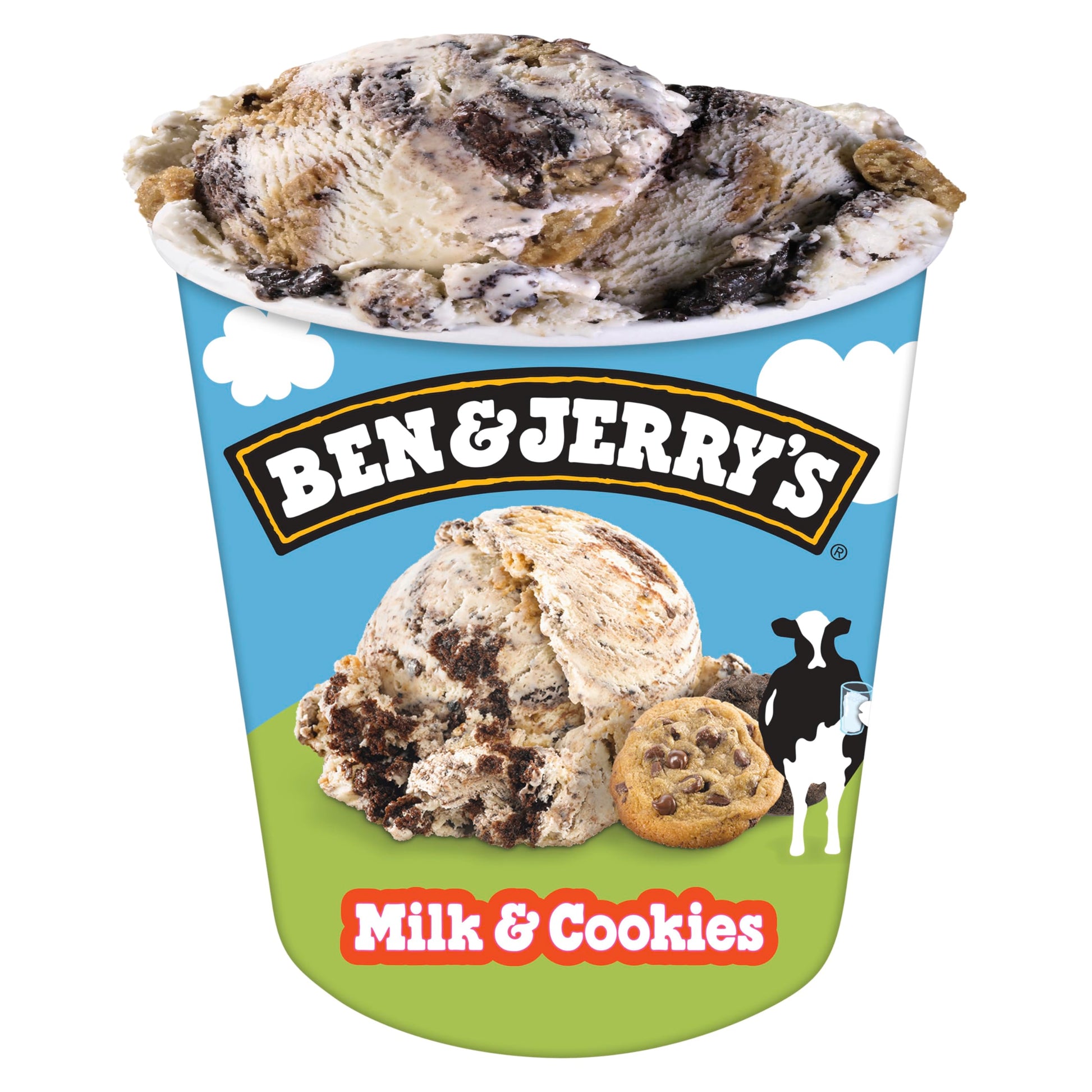 Ben & Jerrys Milk & Cookies Vanilla Ice Cream Pint Non-GMO 16 oz