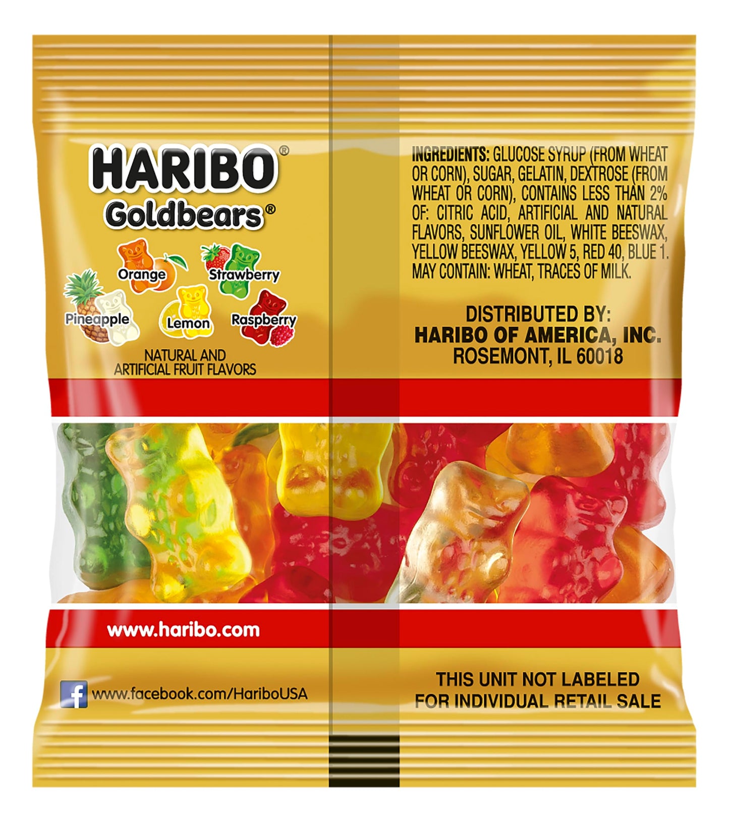 Haribo Gummi Candy, Original Goldbears, 9.5 Oz. Bag Of Mini Treat Bags