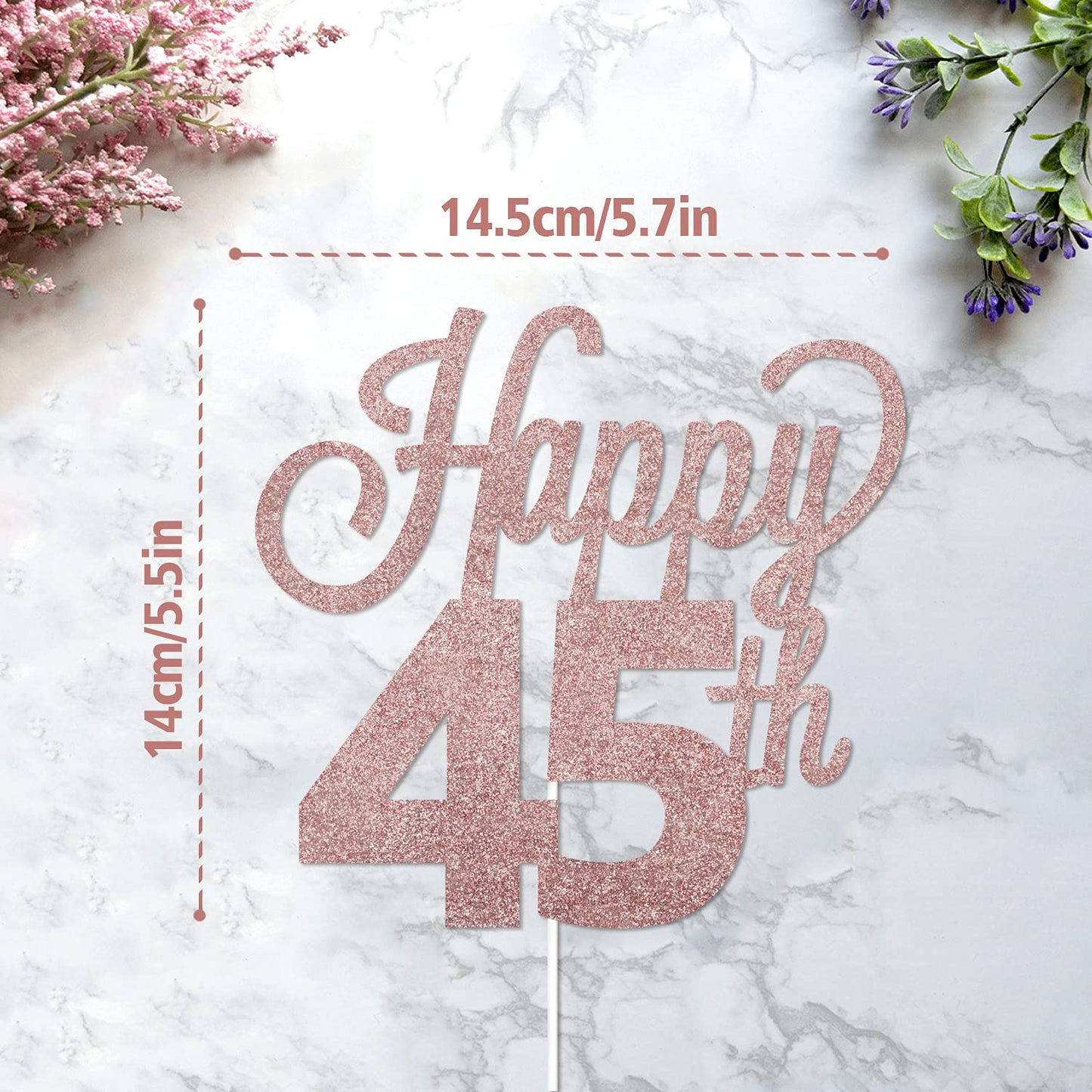 Lingteer Happy 45Th Birthday Cake Topper - Cheers To 45Th Birthday 45 Years Old Birthday Party Cake Decorations Sign.