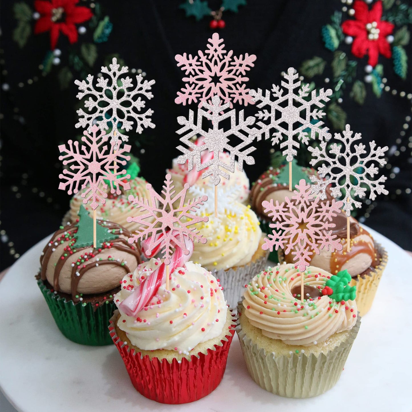 36 Pcs Snowflake Cupcake Toppers Glitter Winter Frozen Theme Cupcake Picks Little Snowflake Cake Decorations For Winter Wonderla