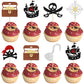Gyufise 24Pcs Pirate Cupcake Toppers Glitter Nautical Sailing Skull Cap Flag Cupcake Picks For Pirate Theme Baby Shower Kids Bir