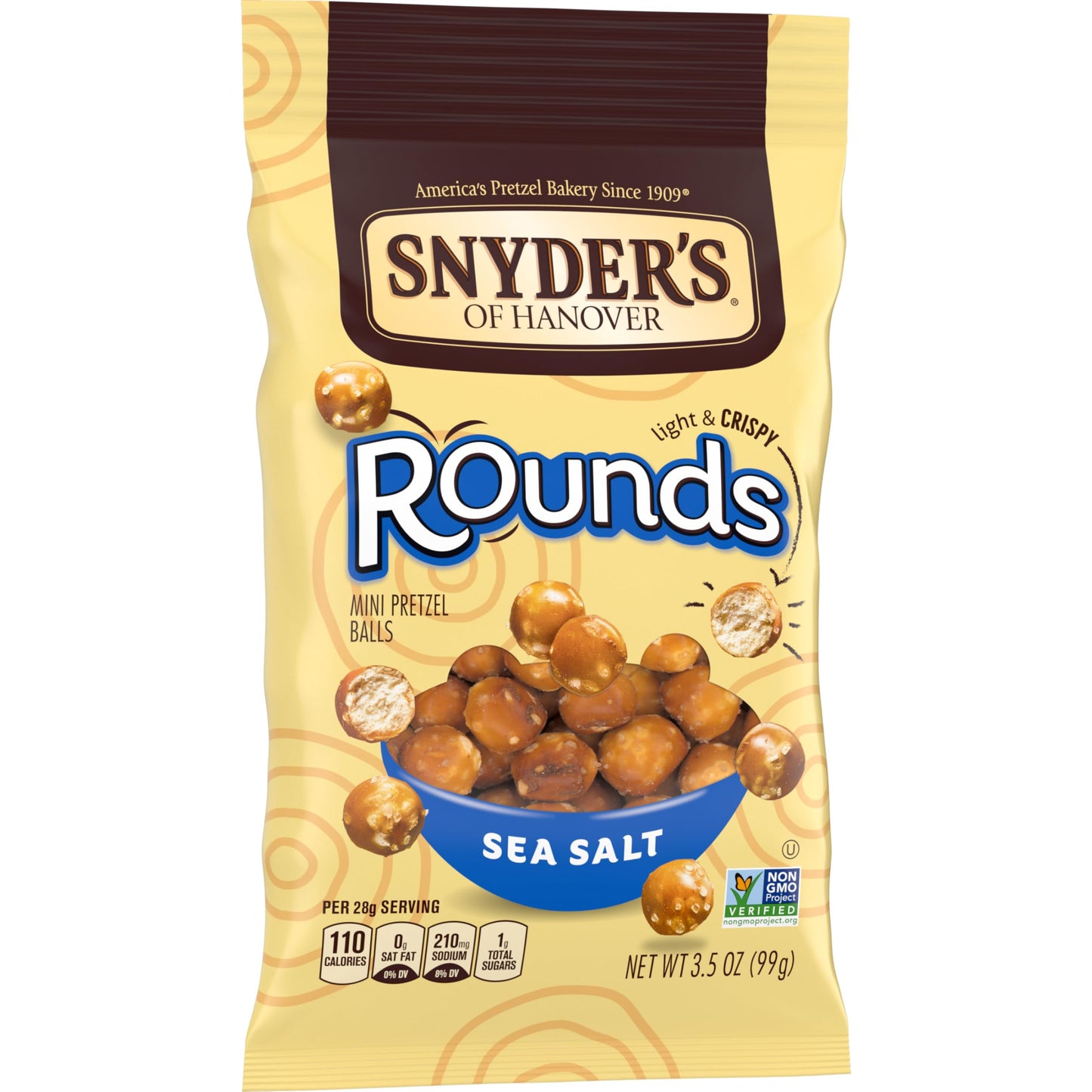 Snyder s of Hanover Pretzels, Rounds, Sea Salt, 3.5 Oz (Pack of 8)