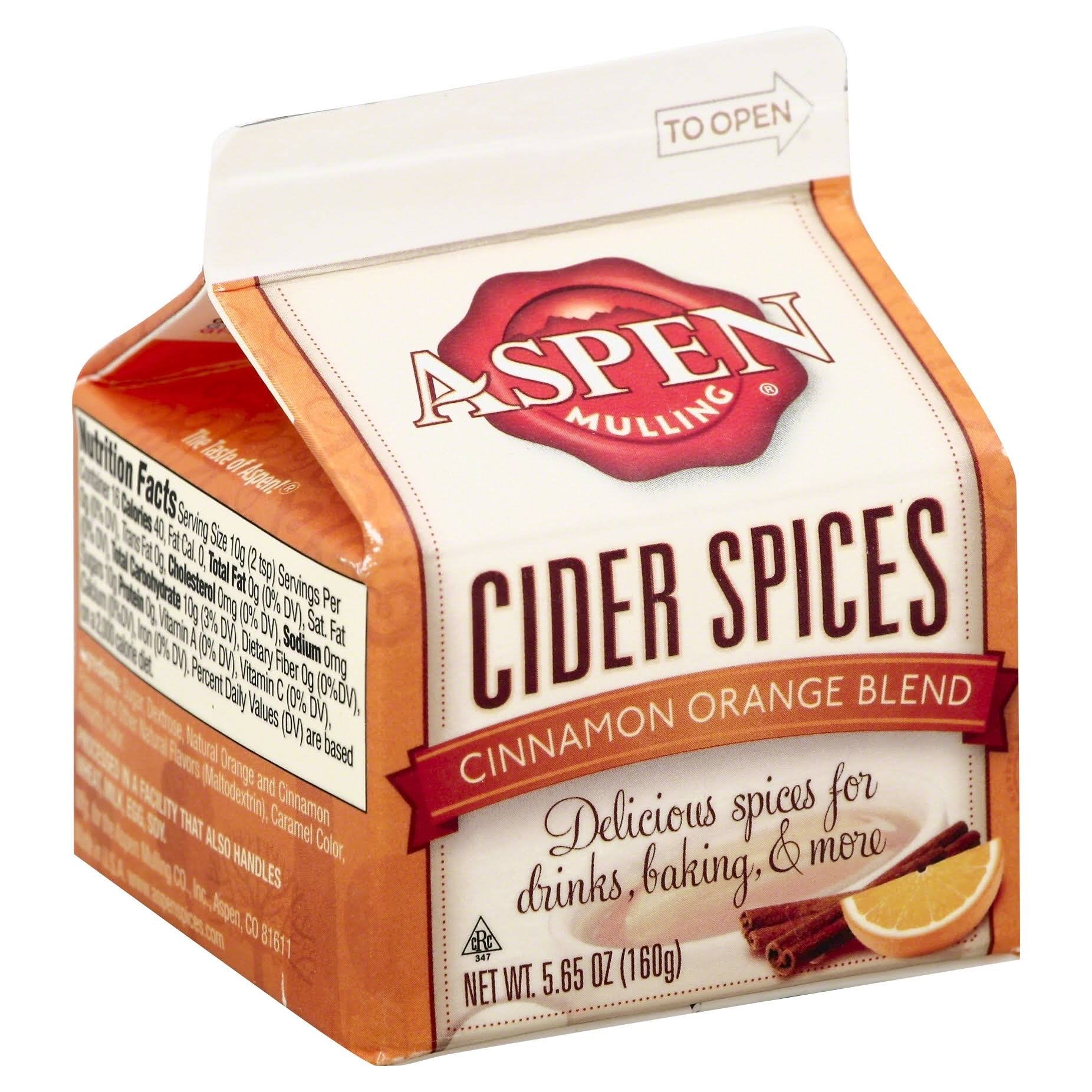 ASPEN MULLING Cider Spices, Cinnamon Orange Blend, 5.65 oz, Pack of 9
