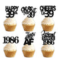 18pcs Black Glitter Happy 39th Dessert Cupcake Topper Pick for Funny Legend Since 1986 Theme Decor Supplies Men Women Happy 39 B