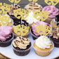 24 Pcs Theatrical Mask Cupcake Toppers Gold Glitter Comedy Movie Night Cupcake Picks Film Festival Theme Birthday Party Cake Dec