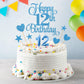 Lecferrarc 12th Birthday Cake Decorations Set, Blue Glitter Happy 12th Birthday Candles and Toppers