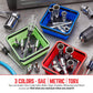 collapsible Magnetic Parts Tray Set - (Pack of 3) Tool Trays for Screw, Bolts, Nuts, Washers, Pins and Other Small Metal Parts -