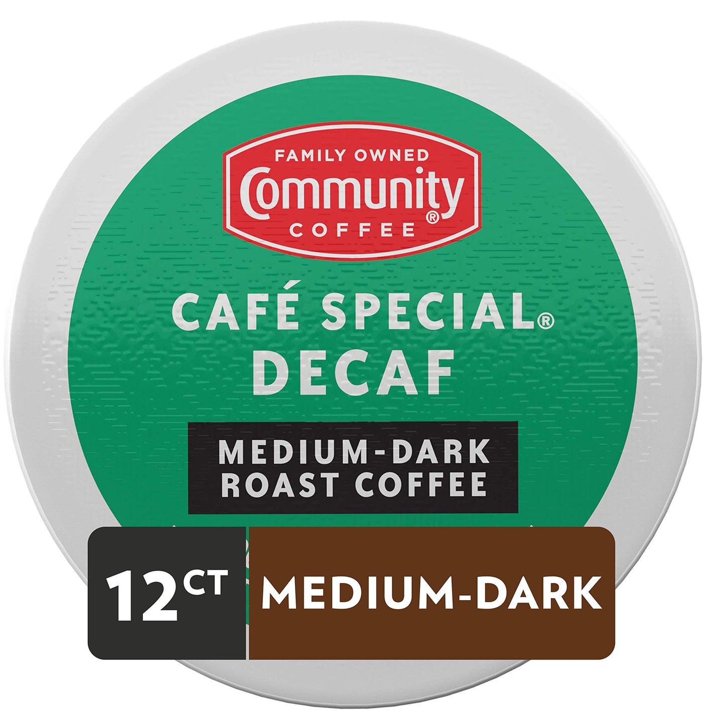 Community Coffee Café Special Decaf 12 Count Coffee Pods, Medium Dark Roast, Compatible with Keurig 2.0, Red