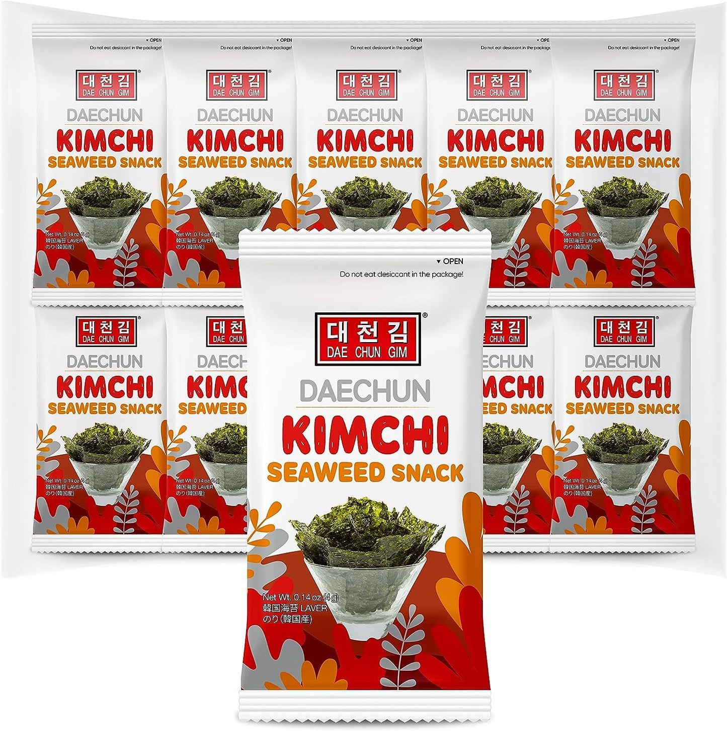 Choi'S 1 Kimchi Seaweed Snacks / (20 Pack) / Product Of Korea/Kimbap, Gimbap, Vegan, Keto, Gluten Free, Full Of Fiber, Vitamin,
