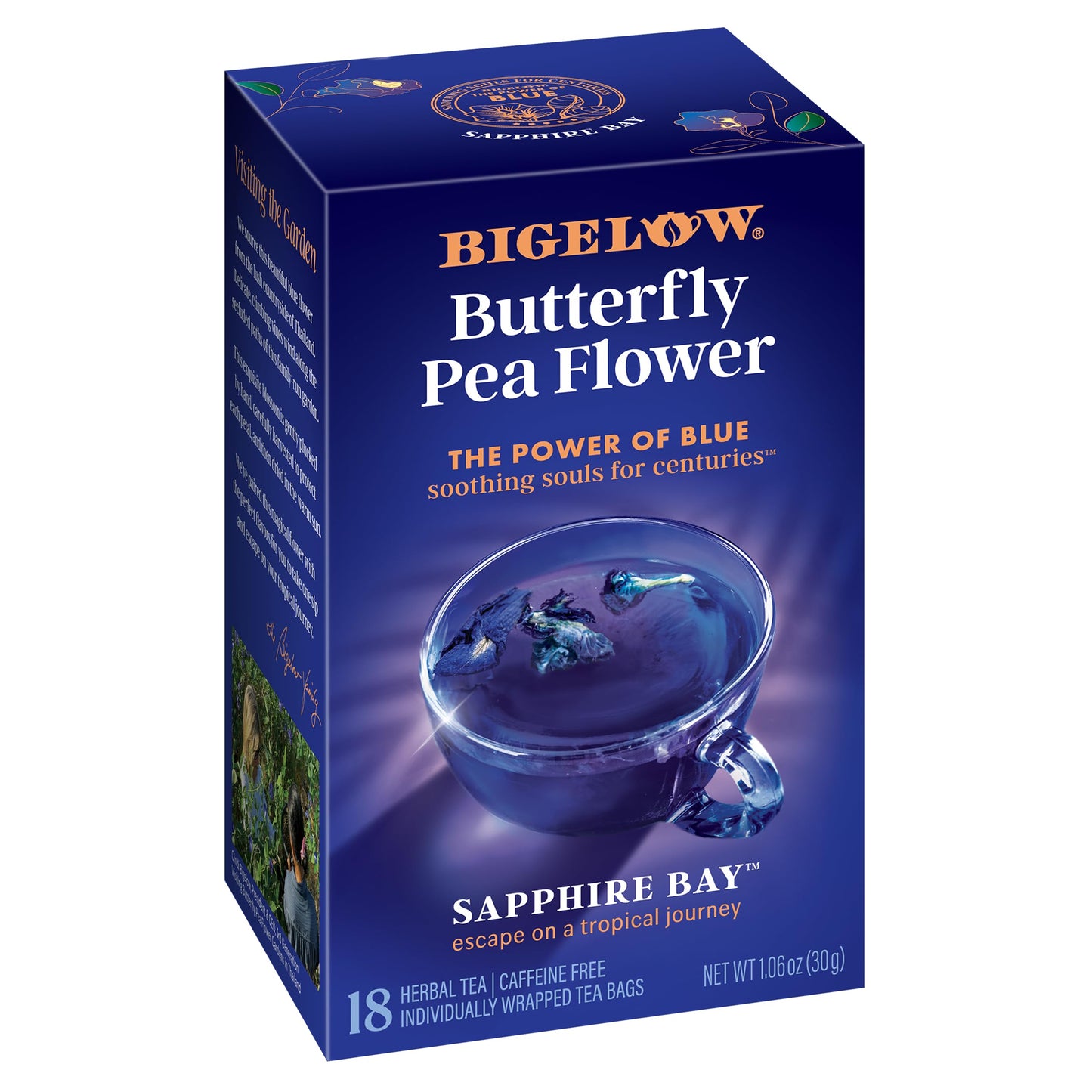 Bigelow Tea Sapphire Bay Butterfly Pea Flower  Blue Tea  Caffeine Free (Pack of 6)  108 Total Tea Bags