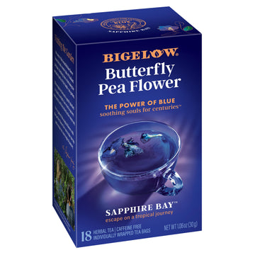 Bigelow Tea Sapphire Bay Butterfly Pea Flower  Blue Tea  Caffeine Free (Pack of 6)  108 Total Tea Bags