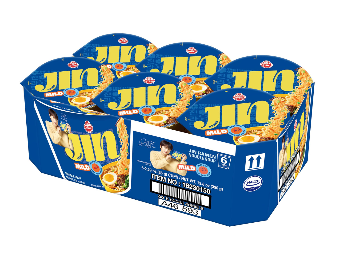 OTOKI Jin Ramen Mild Cup Noodles, BTS Jin & JIN Ramen Edition, Authentic Korean Instant Noodles with Beef Bone Broth, Savory & M