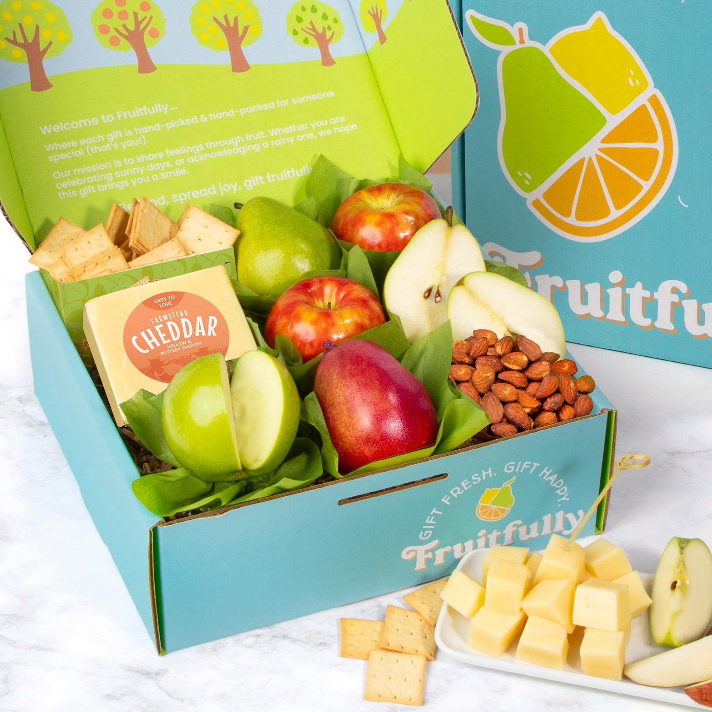 A Gift Inside Deluxe Fruit and Cheese Gourmet Box – Medium Size, Multi-Color